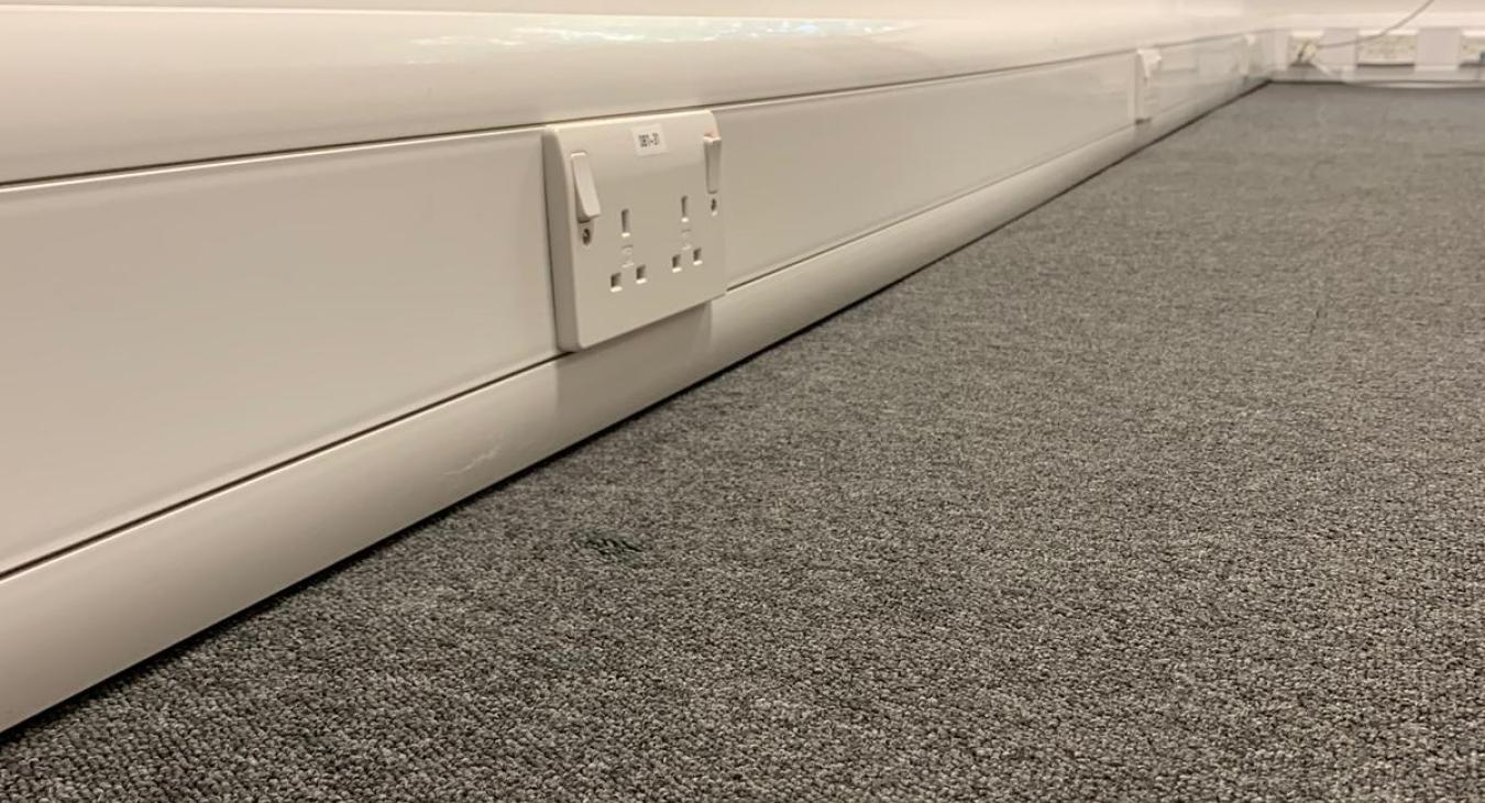 Dado trunking & sockets installed for a commercial building in Bromley